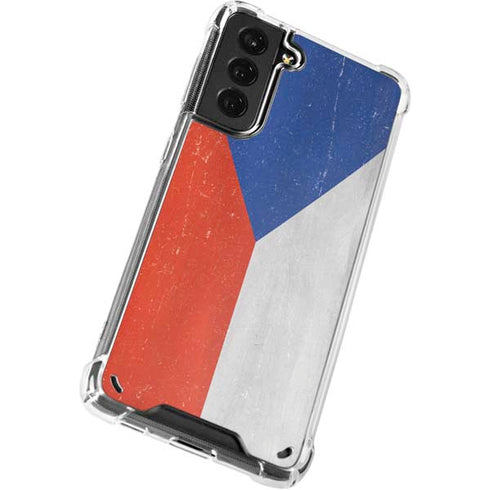 Czech Republic Flag Distressed Galaxy S21 5G Clear Case